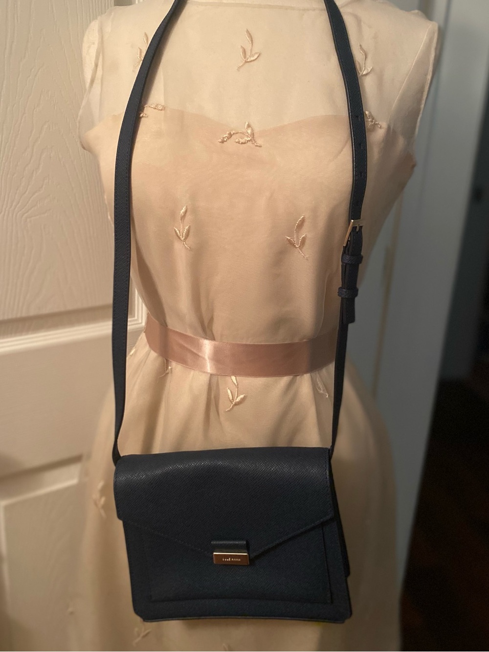 Cole Haan Amalia Navy Blue Saffiano Leather Cross Body Bag- Like New